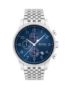 Hugo Boss Horloge Navigator Zilver/Blauw 44mm