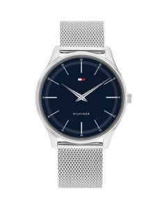Tommy Hilfiger Horloge Adrian Zilver/Blauw 40mm