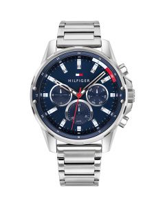 Tommy Hilfiger Horloge Mason Zilver/Blauw 45mm