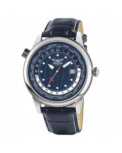 Aviator F-series horloge heren blauw/zilver 45mm