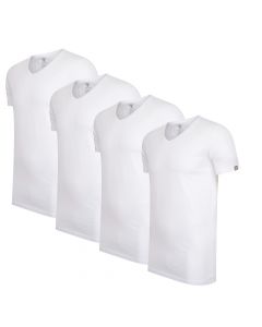 Cappuccino Italia 4-pack T-shirts V-Hals heren wit - extra lang