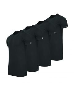 Cappuccino Italia 4-Pack T-shirts Ronde Hals Zwart - Extra lang