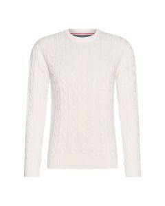 Cappuccino Italia cable pullover heren wit