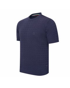 Cappuccino Italia Loreto Cable Knit Tee Navy