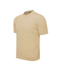 Cappuccino Italia Loreto Cable Knit Tee Sand
