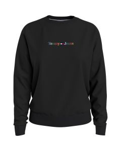 Tommy Jeans reg Serif color sweater dames zwart