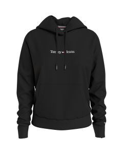 Tommy Jeans reg Serif Linear hoodie dames zwart