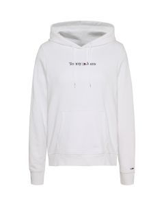 Tommy Jeans reg Serif Linear hoodie dames wit
