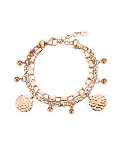 Furore Roestvrijstalen armband met bedels rosegoud
