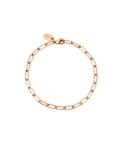 Furore Roestvrijstalen armband met paperclip-schakels rosegoud