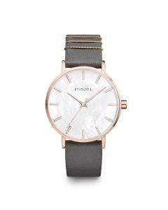 Furore Splashing Waves horloge rosegoud en donkergroen