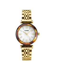 Furore Perla horloge goud met wit parelmoeren wijzerplaat