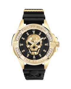 Philipp Plein Heren Horloge The Skull Genderless Zwart/Goud 41mm