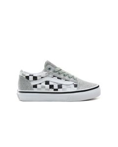 Vans Old Skool (Glitter Checkerboard) Silver/True White