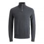 Jack & Jones Emil Knit Half Zip Dark Grey Melange