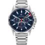 Tommy Hilfiger Horloge Mason Zilver/Blauw 45mm
