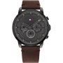 Tommy Hilfiger Horloge Jameson Zwart/Bruin 46mm