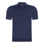 Cappuccino Italia plain Tricot polo heren navy blauw